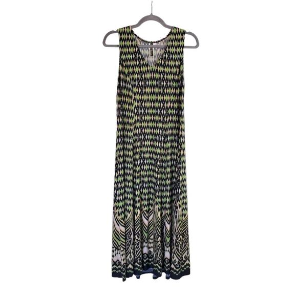 Julian Taylor Sleeveless Sheath Flare Green Multicolored Midi Dress, Size 6 - Picture 1 of 11